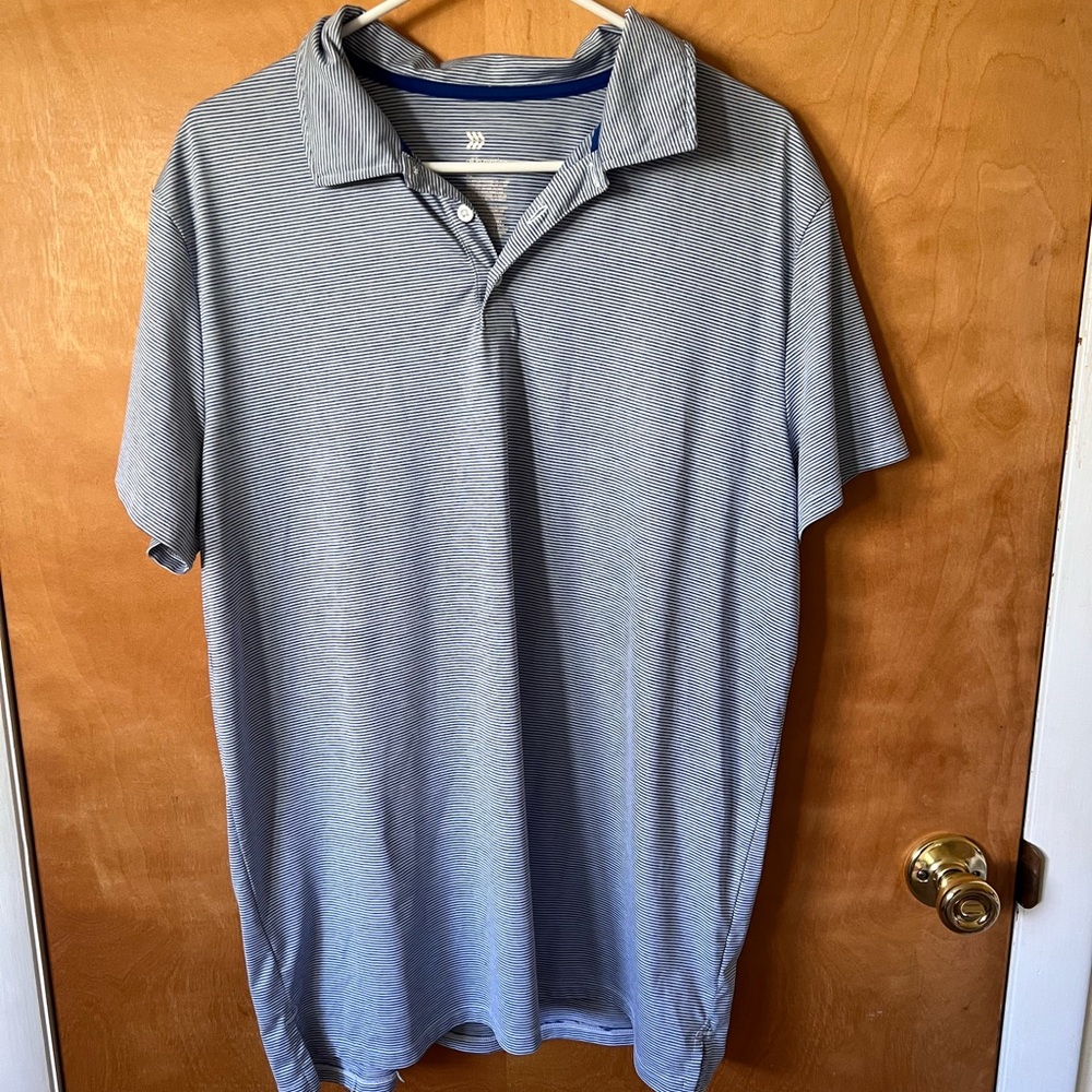 All in Motion Men's Striped Blue Polo Shirt
